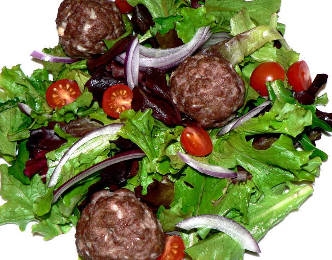 Italian Meatball Salad Recipe, a delicious ground beef meatball salad recipe.