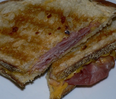 Hot Grilled Ham and Cheese Sandwich