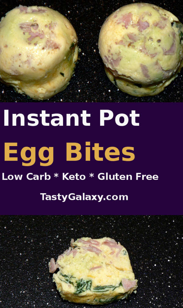 Instant Pot egg bites made in silicone molds are the perfect, easy Keto breakfast recipe! These easy egg bites are perfect for meal prep, and made with no cottage cheese | TastyGalaxy.com #instantpot #eggbites