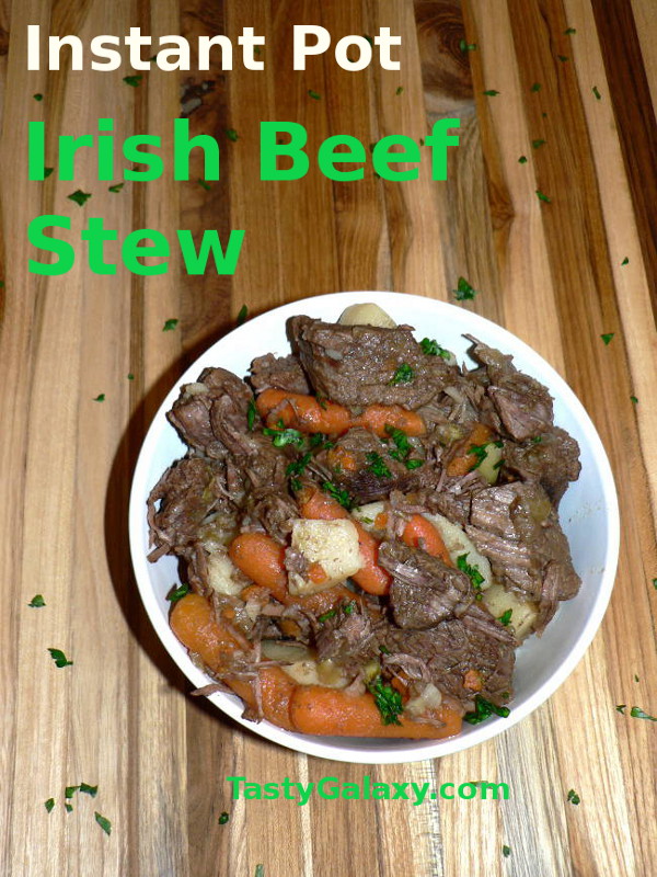 Instant Pot Irish Beef Stew, a healthy, delicious and easy to make Irish Stew Recipe for St Patricks Day #instantpot #healthy #healthyrecipes #healthyfood #healthyeating #cooking #food #recipes #glutenfree #glutenfreerecipes #dairyfree