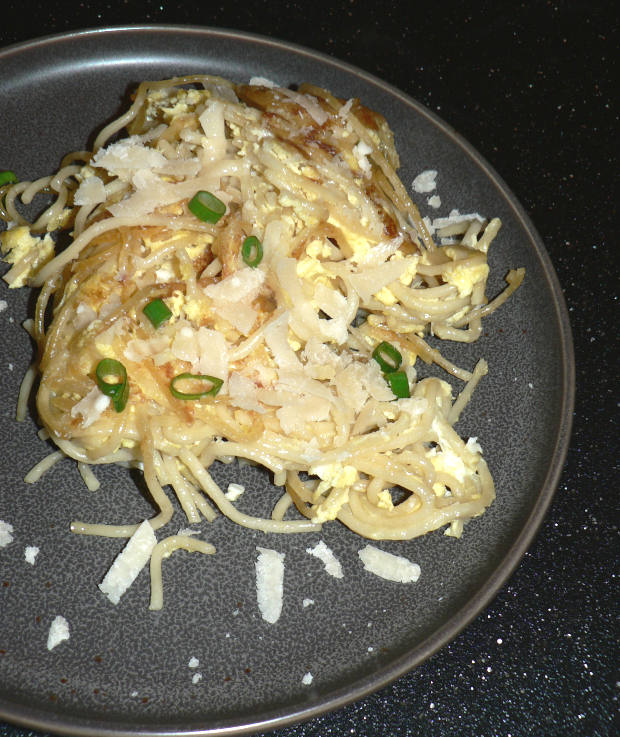 Leftover noodles on a plate